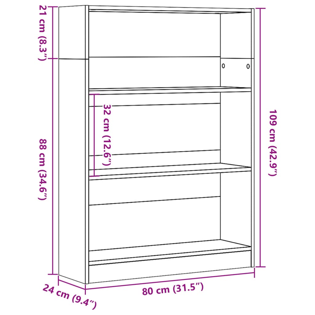 Estante 80x24x109 cm derivados de madeira branco