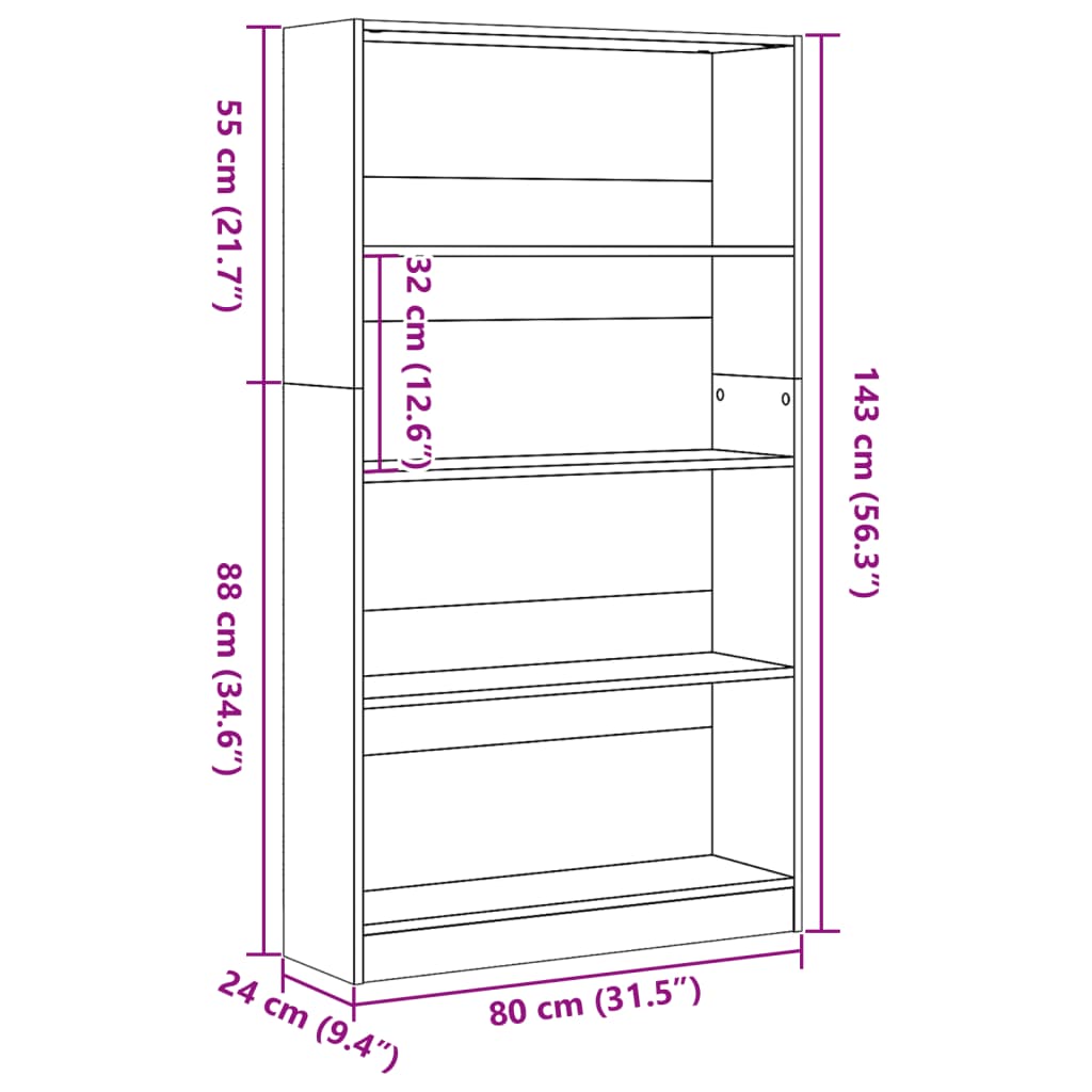 Estante 80x24x143 cm derivados de madeira branco