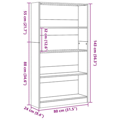 Estante 80x24x143 cm derivados de madeira cinzento sonoma