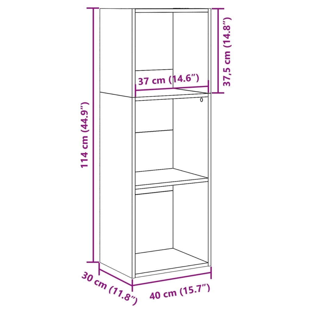 Estante 40x30x114 cm derivados de madeira cinzento cimento