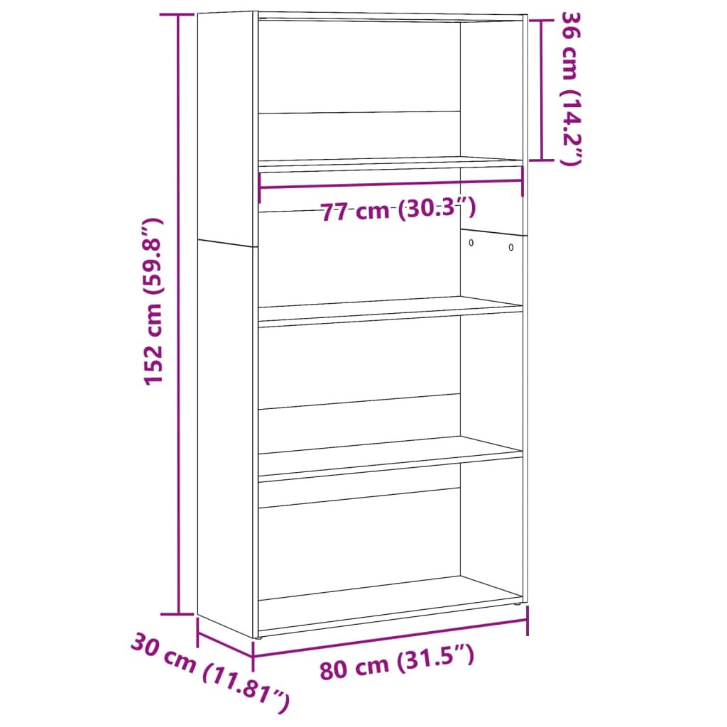 Estante 80x30x152 cm derivados de madeira cinzento sonoma