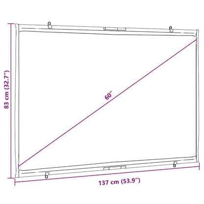 Tela de projeção parede suspensa 60" 16:9