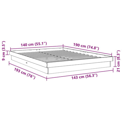 Estrutura de cama sem colchão 140x190 cm de madeira de carvalho