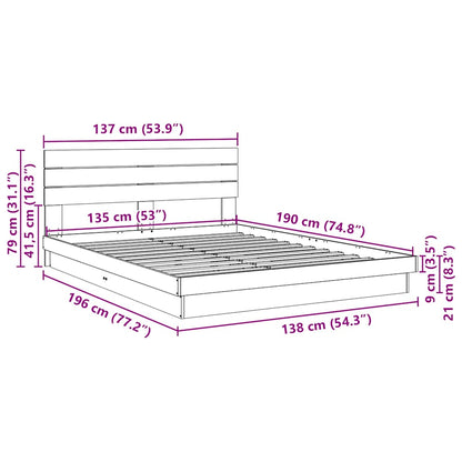 Estrutura cama cabeceira sem colchão 135x190 cm maciça carvalho