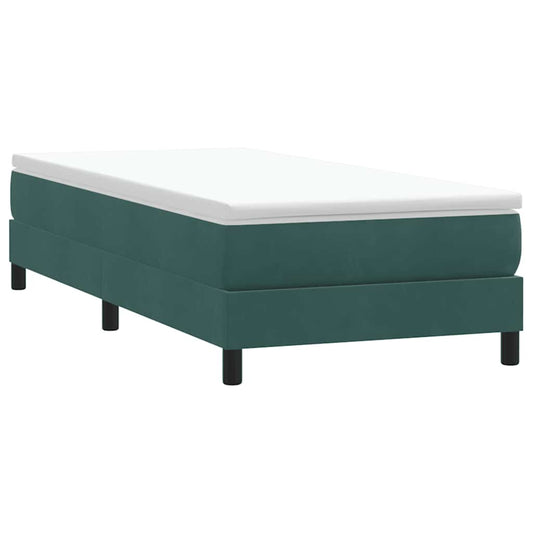 Box Cama de primavera sem Colchão Verde Escuro 80x210 cm Veludo