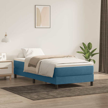 Box Cama de primavera sem Colchão Azul Escuro 90x210 cm Veludo