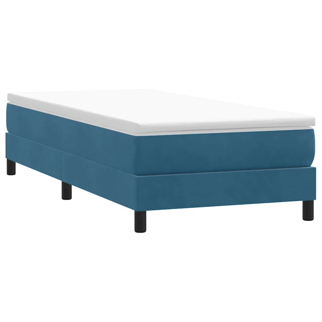 Box Cama de primavera sem Colchão Azul Escuro 90x210 cm Veludo