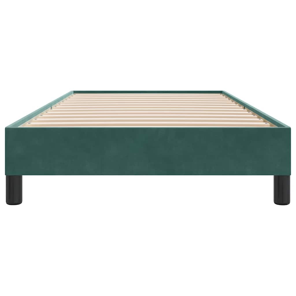 Box Cama de Molas sem Colchão Verde Escuro 100x210 cm Veludo