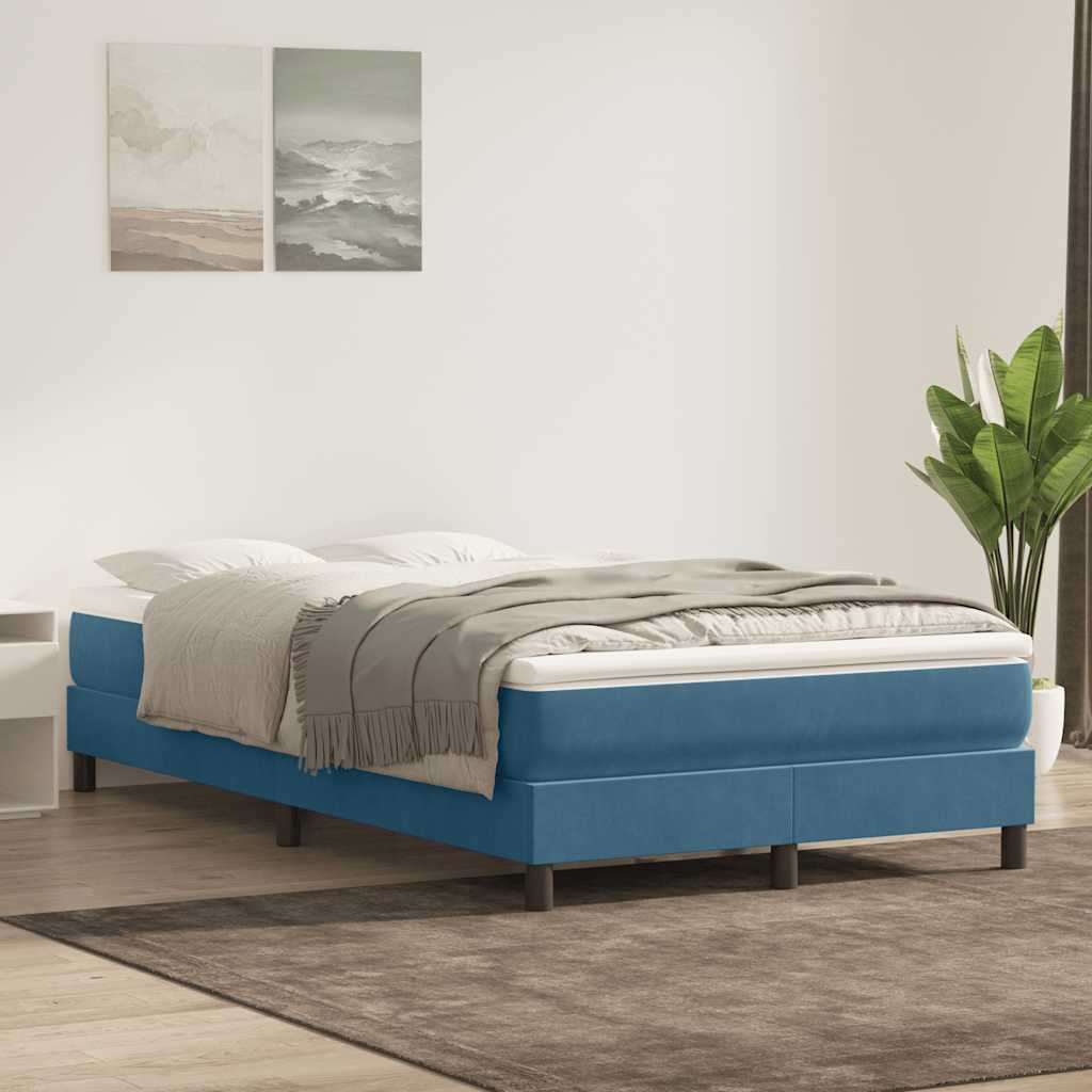 Box Cama de primavera sem Colchão Azul Escuro 120x210 cm Veludo