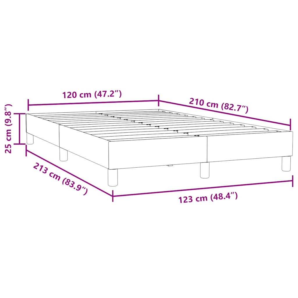 Box Cama de primavera sem Colchão Azul Escuro 120x210 cm Veludo