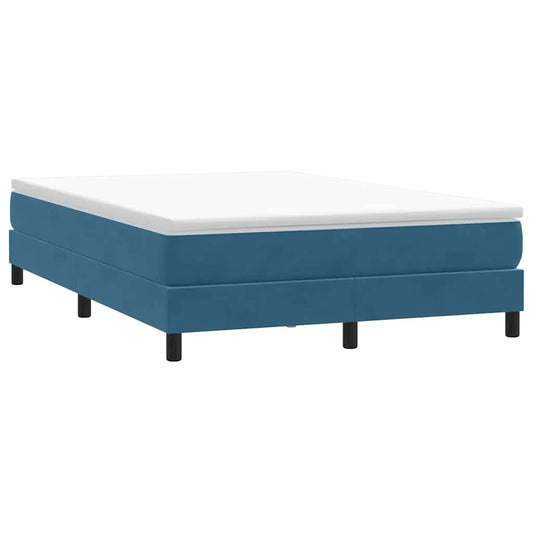 Box Cama de primavera sem Colchão Azul Escuro 140x210 cm Veludo