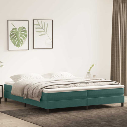 Cama com molas sem colchão 200x210 cm veludo verde-escuro