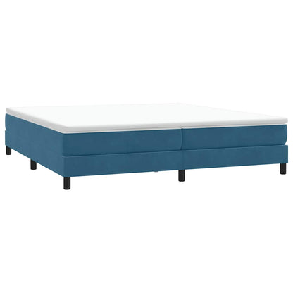 Cama com molas sem colchão 200x210 cm veludo azul-escuro