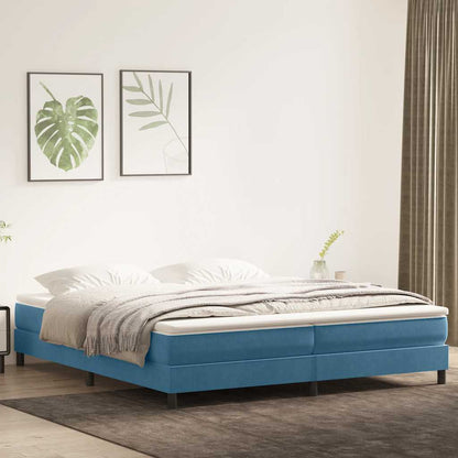 Cama com molas sem colchão 200x210 cm veludo azul-escuro