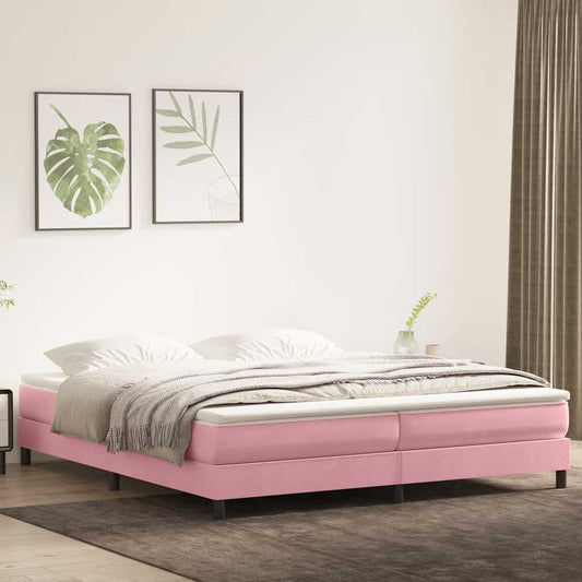 Cama com molas sem colchão 200x210 cm veludo rosa