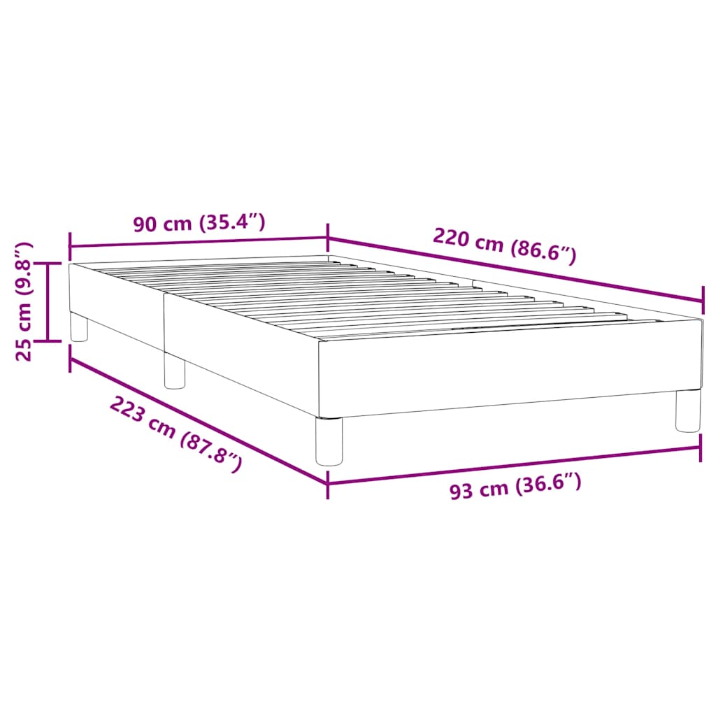 Cama com molas sem colchão cinzento-claro 90x220 cm veludo