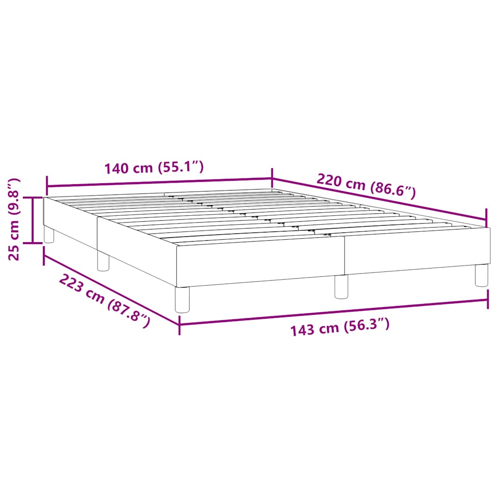 Cama com molas sem colchão 140x220 cm veludo cinzento-claro