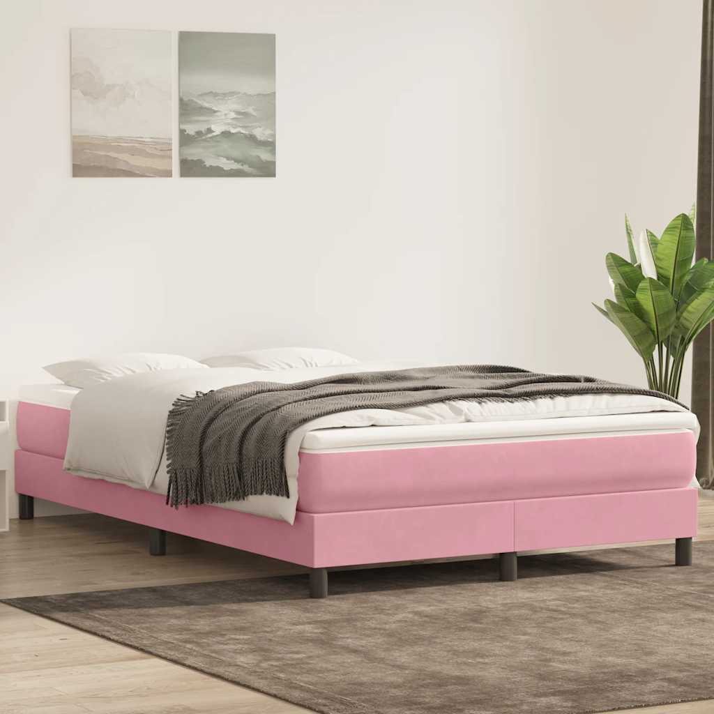 Cama com molas sem colchão 160x220 cm veludo rosa