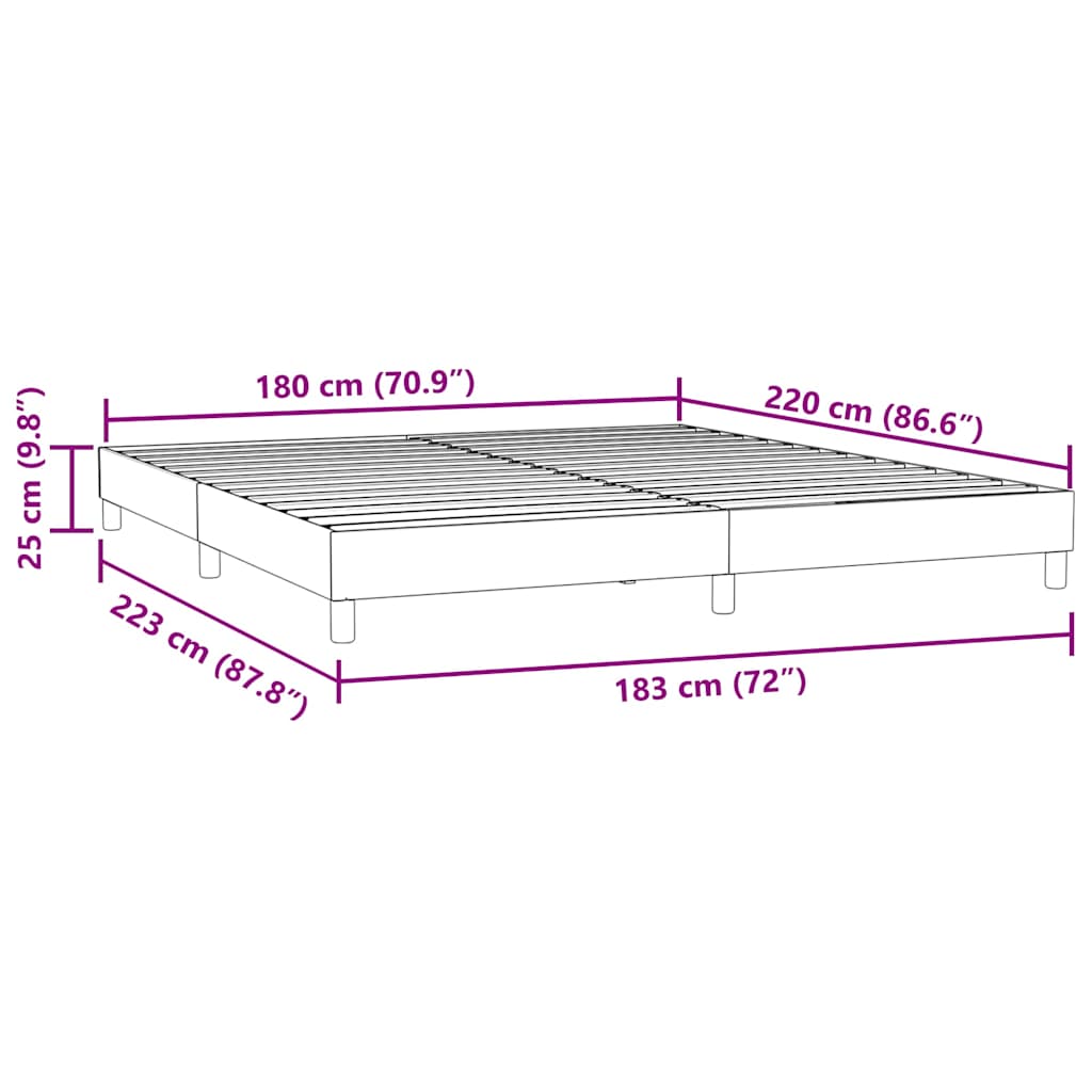 Cama com molas sem colchão 180x220 cm veludo cinza-claro