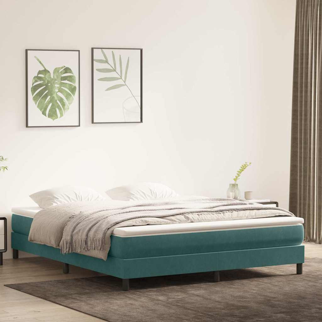 Cama com molas sem colchão 180x220 cm veludo verde-escuro