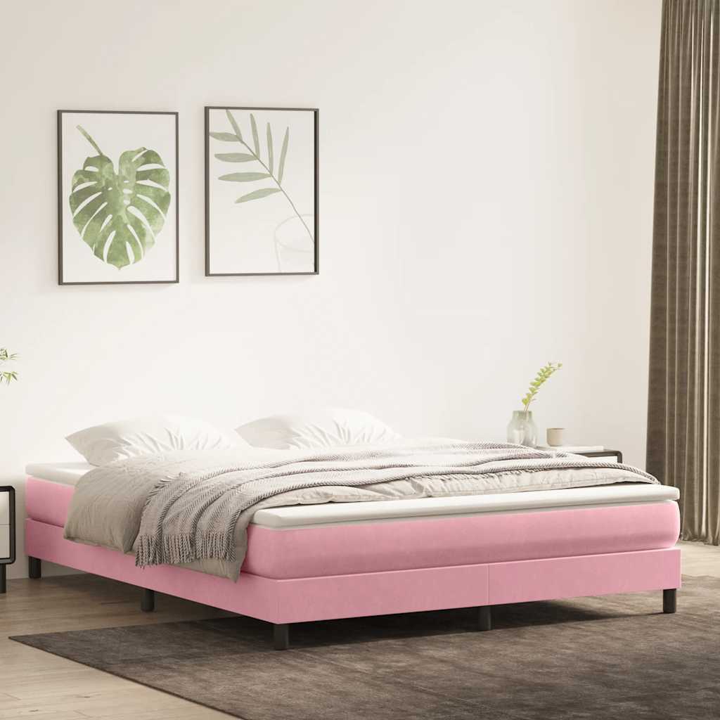 Cama com molas sem colchão 180x220 cm veludo rosa