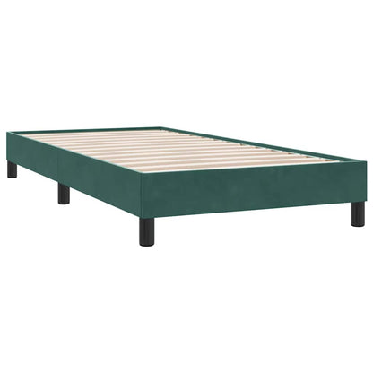 Cama com molas/colchão verde-escuro 90x210 cm veludo