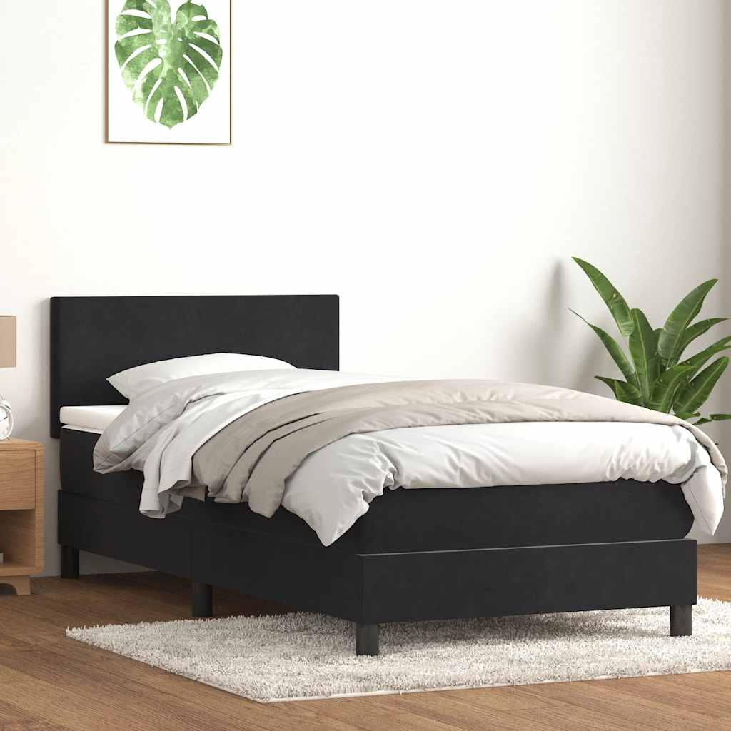 Cama com molas/colchão preto 80x210 cm veludo