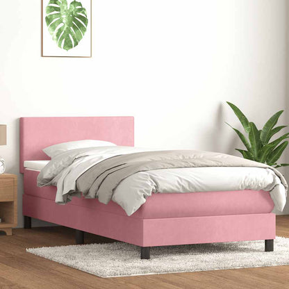 Cama com molas/colchão rosa 90x220 cm veludo