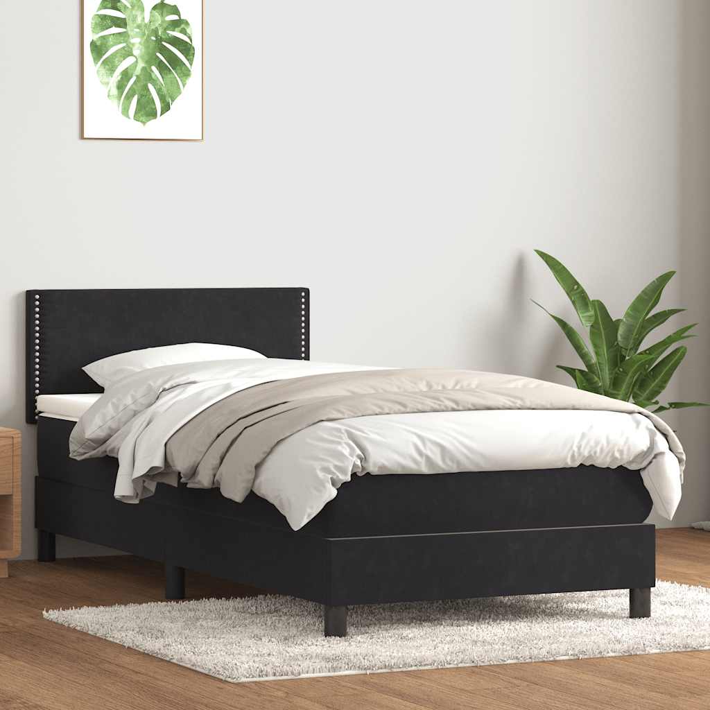 Cama box spring com colchão 90x210 cm veludo preto