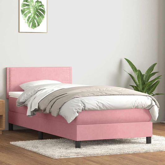 Cama com molas/colchão 80x220 cm veludo rosa