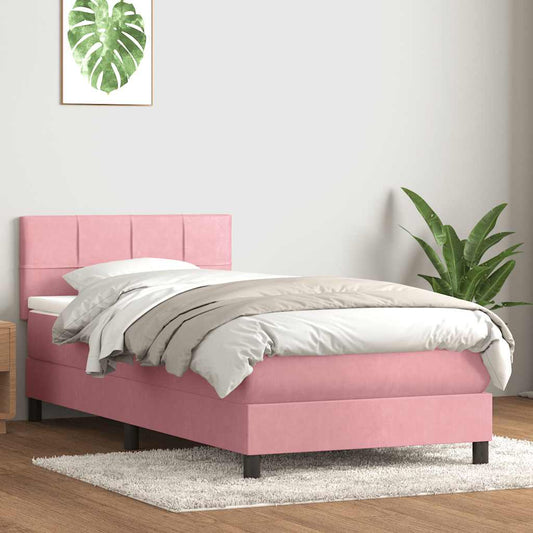 Cama com molas/colchão rosa 80x210 cm veludo