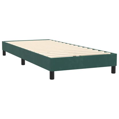 Cama com molas/colchão 90x220 cm veludo verde-escuro