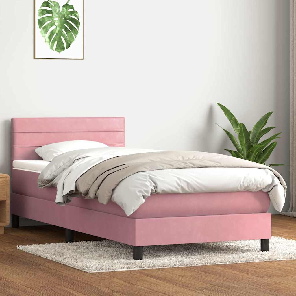 Cama com molas/colchão rosa 80x210 cm veludo