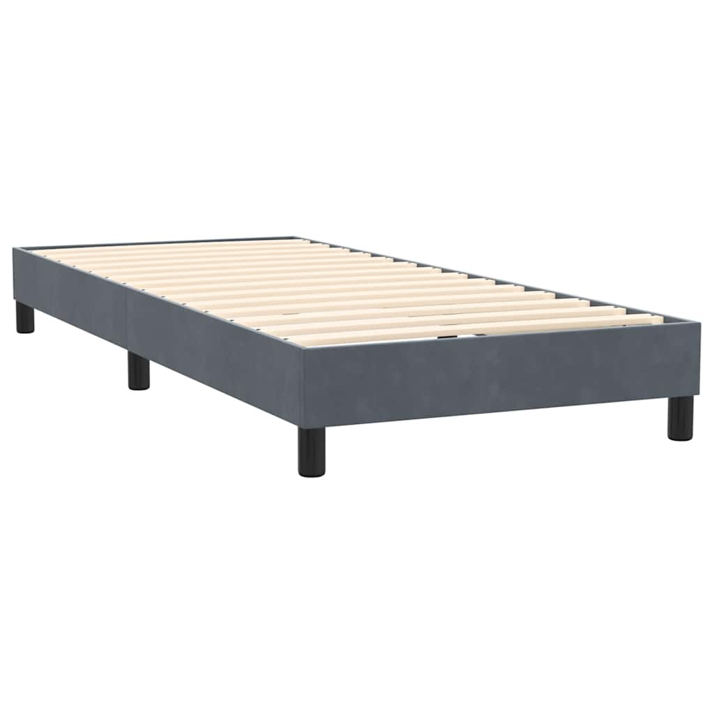 Cama com molas/colchão cinza-escuro 80x220 cm veludo