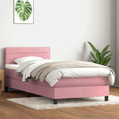 Cama com molas/colchão rosa 90x220 cm veludo