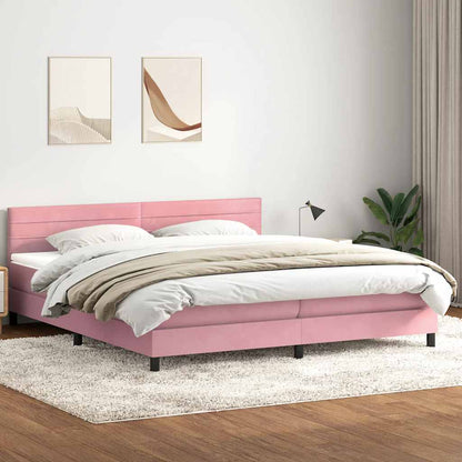 Cama com molas/colchão rosa 180x220 cm veludo