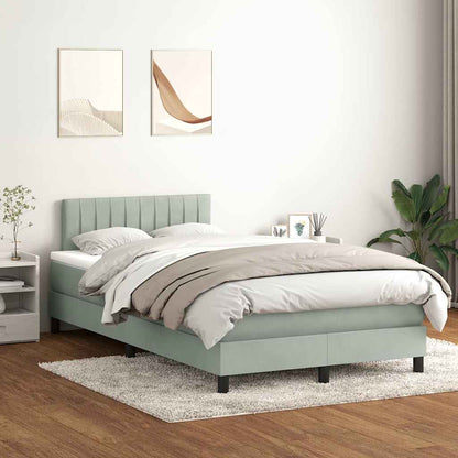 Cama boxspring c/ colchão 120x210 cm veludo cinzento-claro