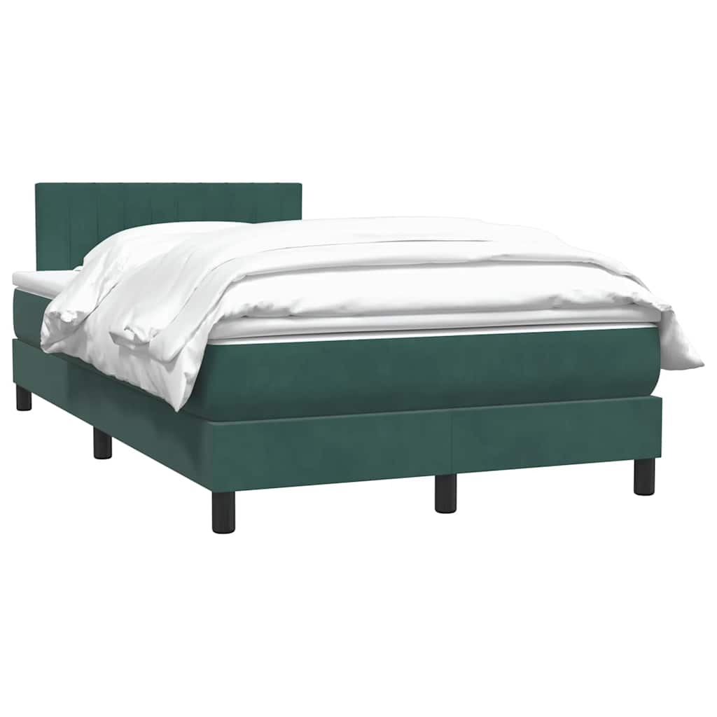 Cama boxspring com colchão 120x210 cm veludo verde-escuro