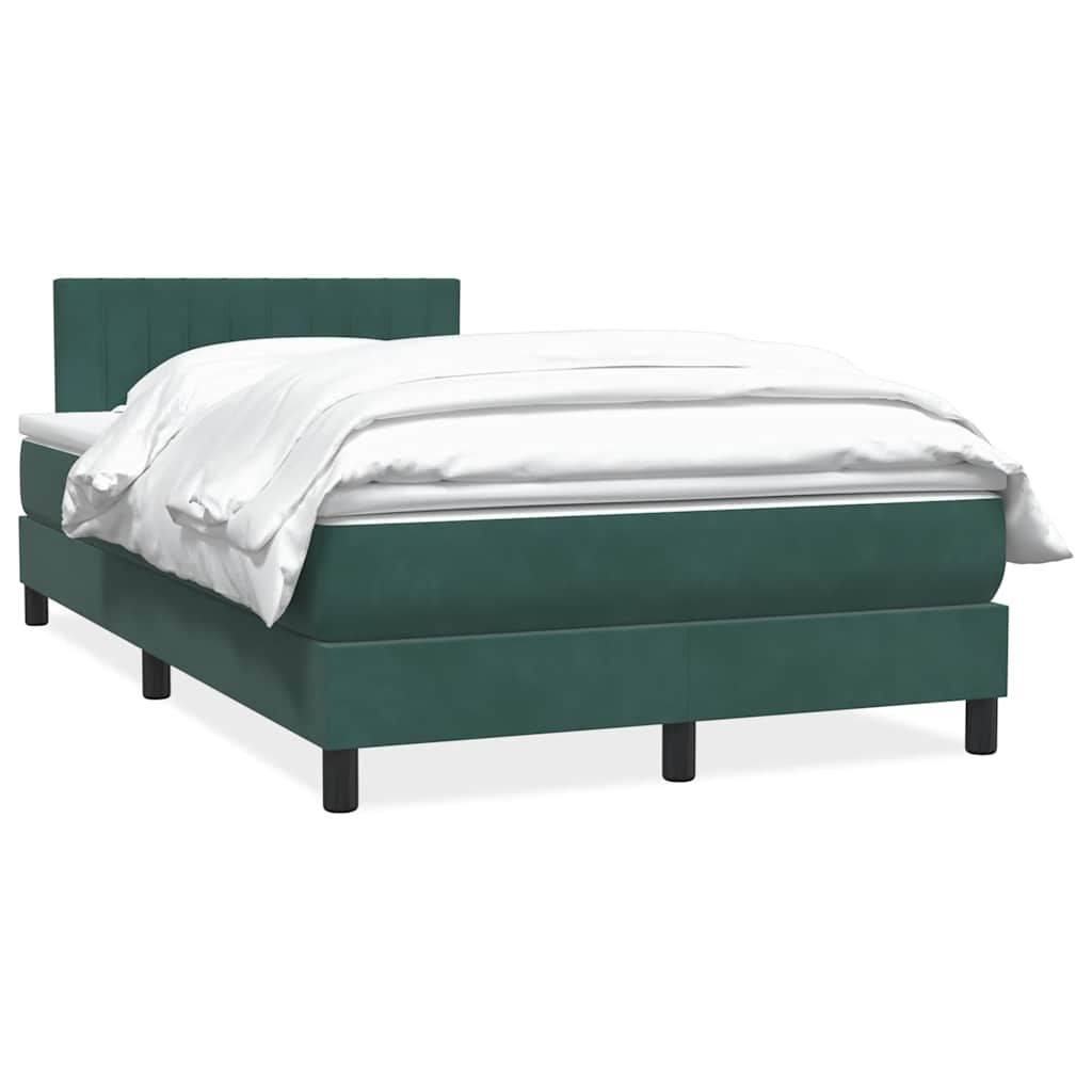 Cama boxspring com colchão 120x210 cm veludo verde-escuro