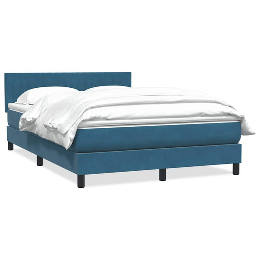 Cama box spring com colchão 160x210 cm veludo azul escuro