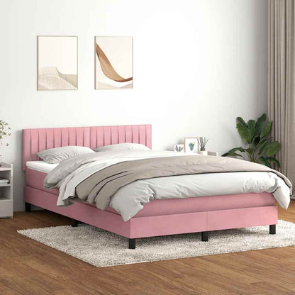 Cama box spring com colchão 160x210 cm veludo rosa