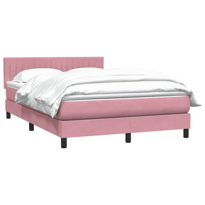 Cama box spring com colchão 160x210 cm veludo rosa