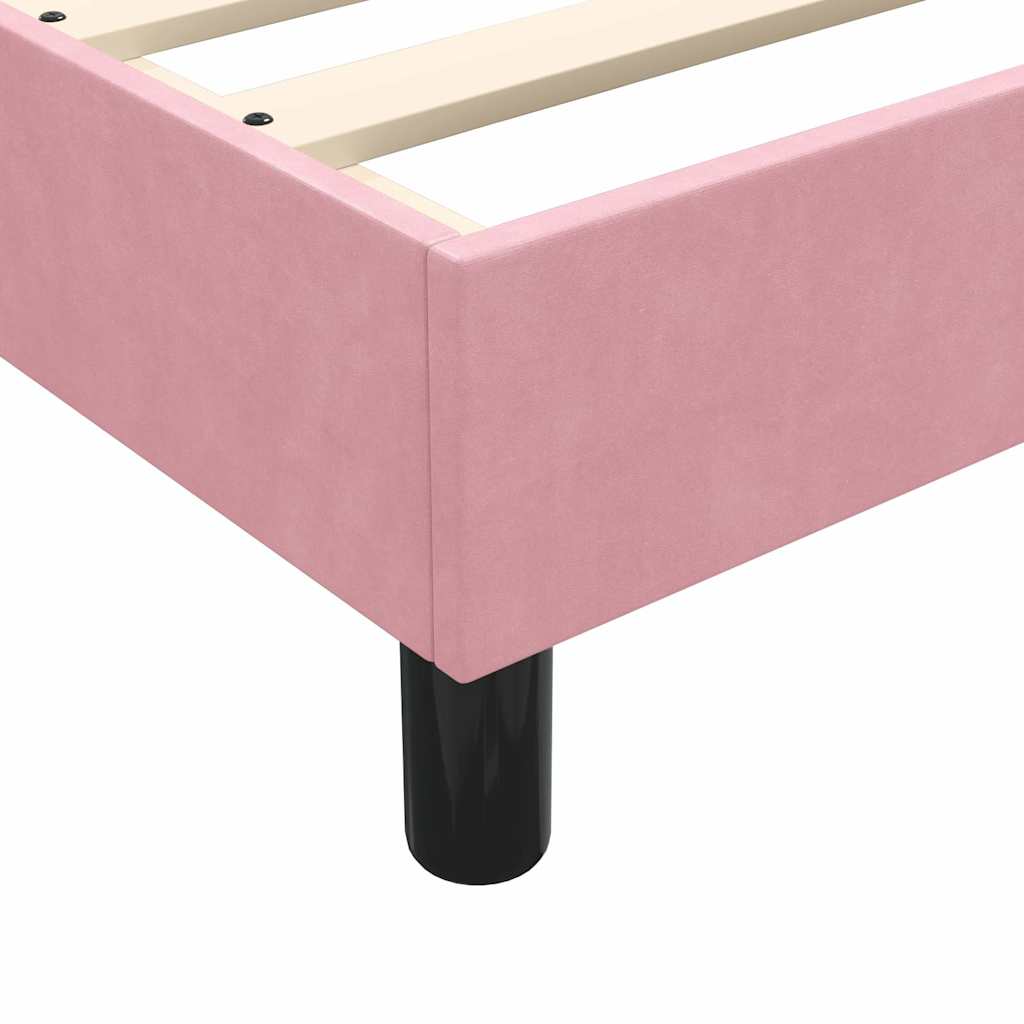 Cama box spring com colchão 160x210 cm veludo rosa