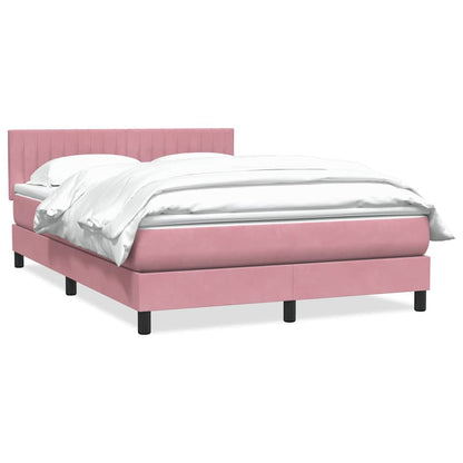 Cama box spring com colchão 160x210 cm veludo rosa