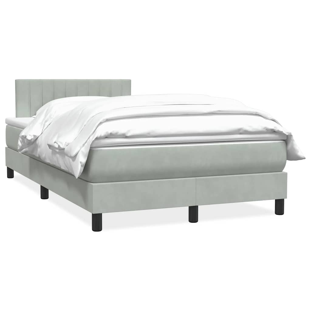 Cama boxspring c/ colchão 120x220 cm veludo cinzento-claro