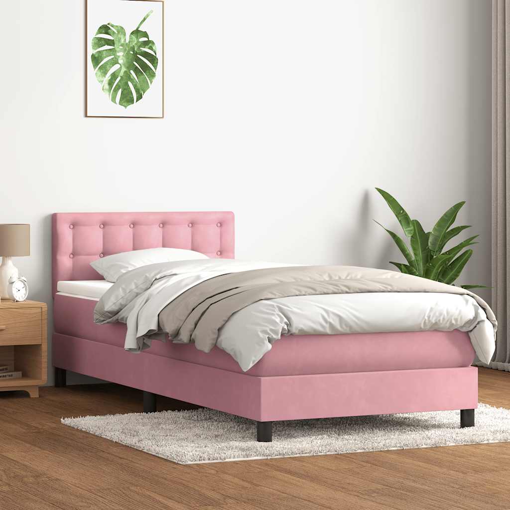 Cama com molas/colchão rosa 80x210 cm veludo