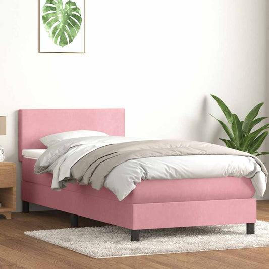 Cama com molas/colchão rosa 80x210 cm veludo