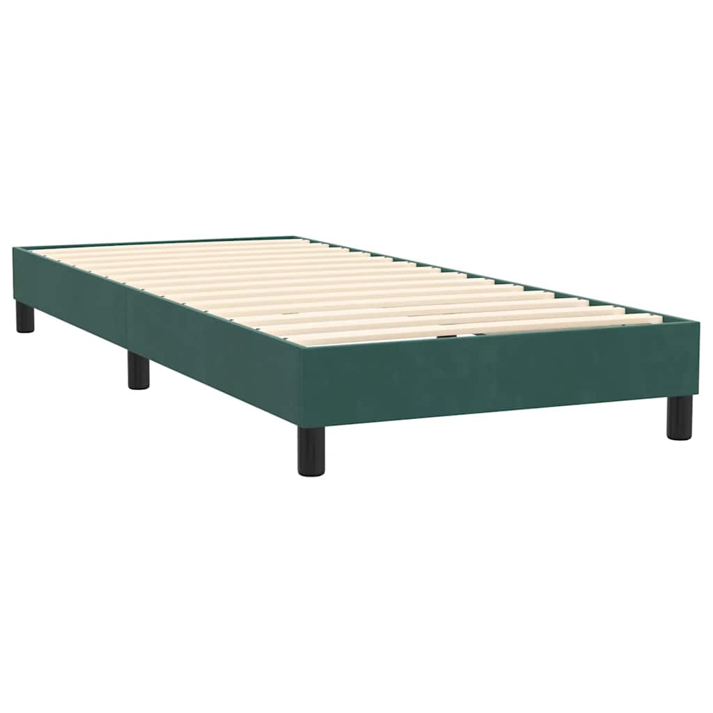 Cama com molas/colchão verde-escuro 90x210 cm veludo