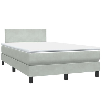 Cama boxspring c/ colchão 120x210 cm veludo cinzento-claro