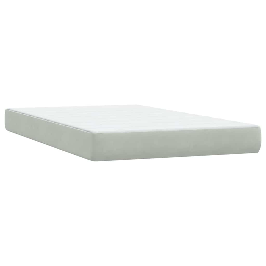 Cama boxspring c/ colchão 120x210 cm veludo cinzento-claro